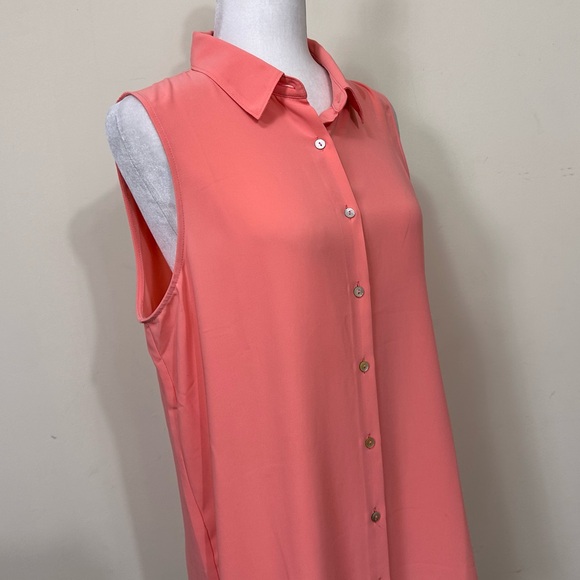 NWOT Rachel Zoe Polyester Pink Orange Loose Fit Sleeveless Button Down Shirt L - Picture 5 of 15